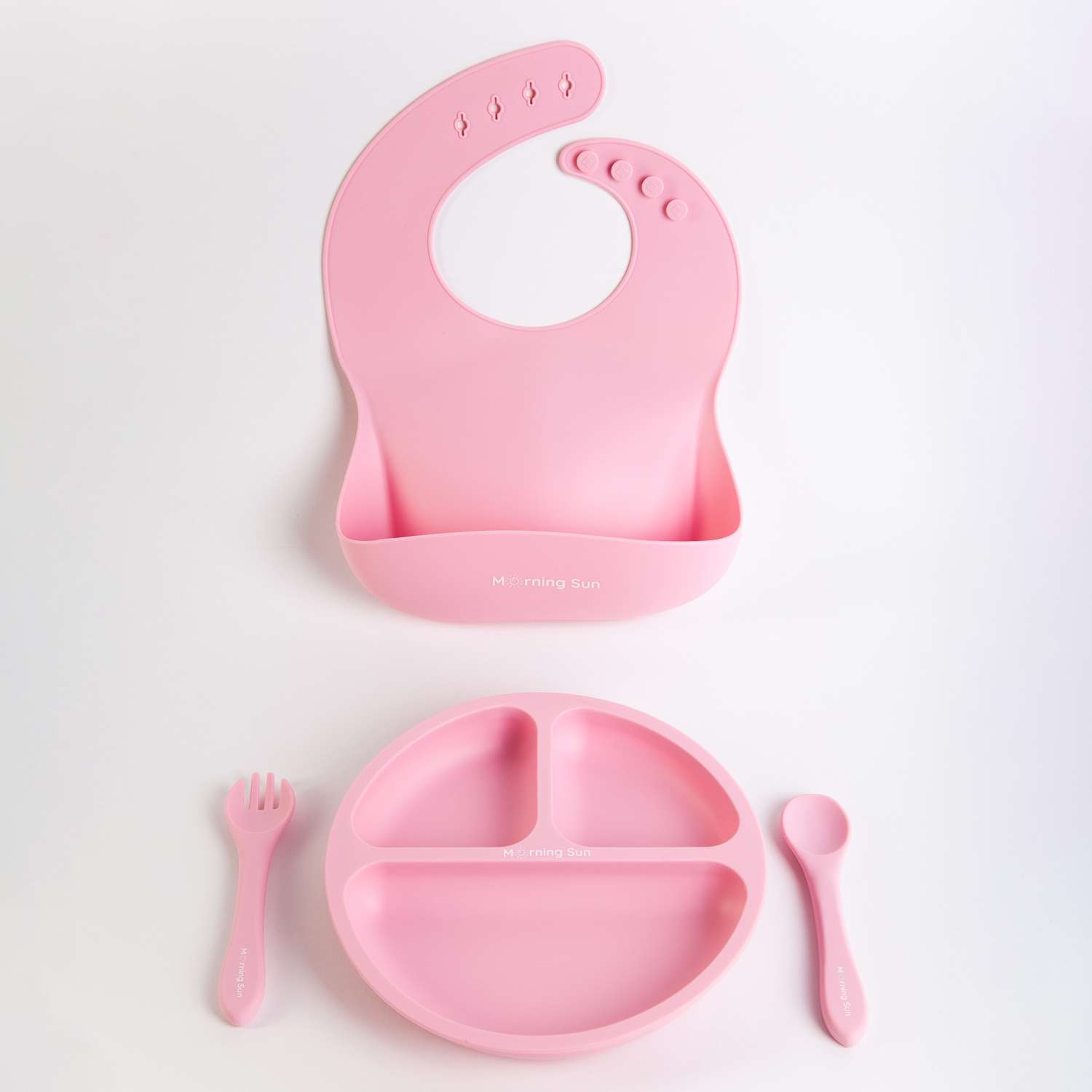 Набор детской посуды Morning Sun Силиконовый 4 предмета розовый - фото 1