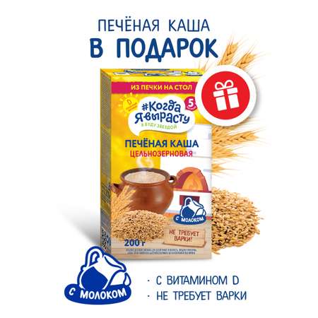 Смесь сухая Когда Я вырасту ВКУСНЯШКА от 1 года малина 300г и КОГДА Я ВЫРАСТУ Каша печёная цельнозерновая с 5мес 200гр