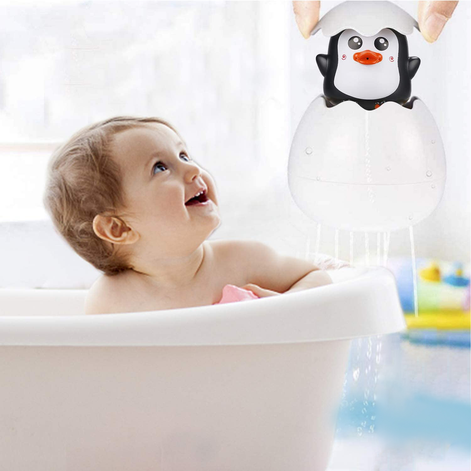 Игрушка для ванной S+S Лейка Яйцо с пингвином в пакете - фото 1