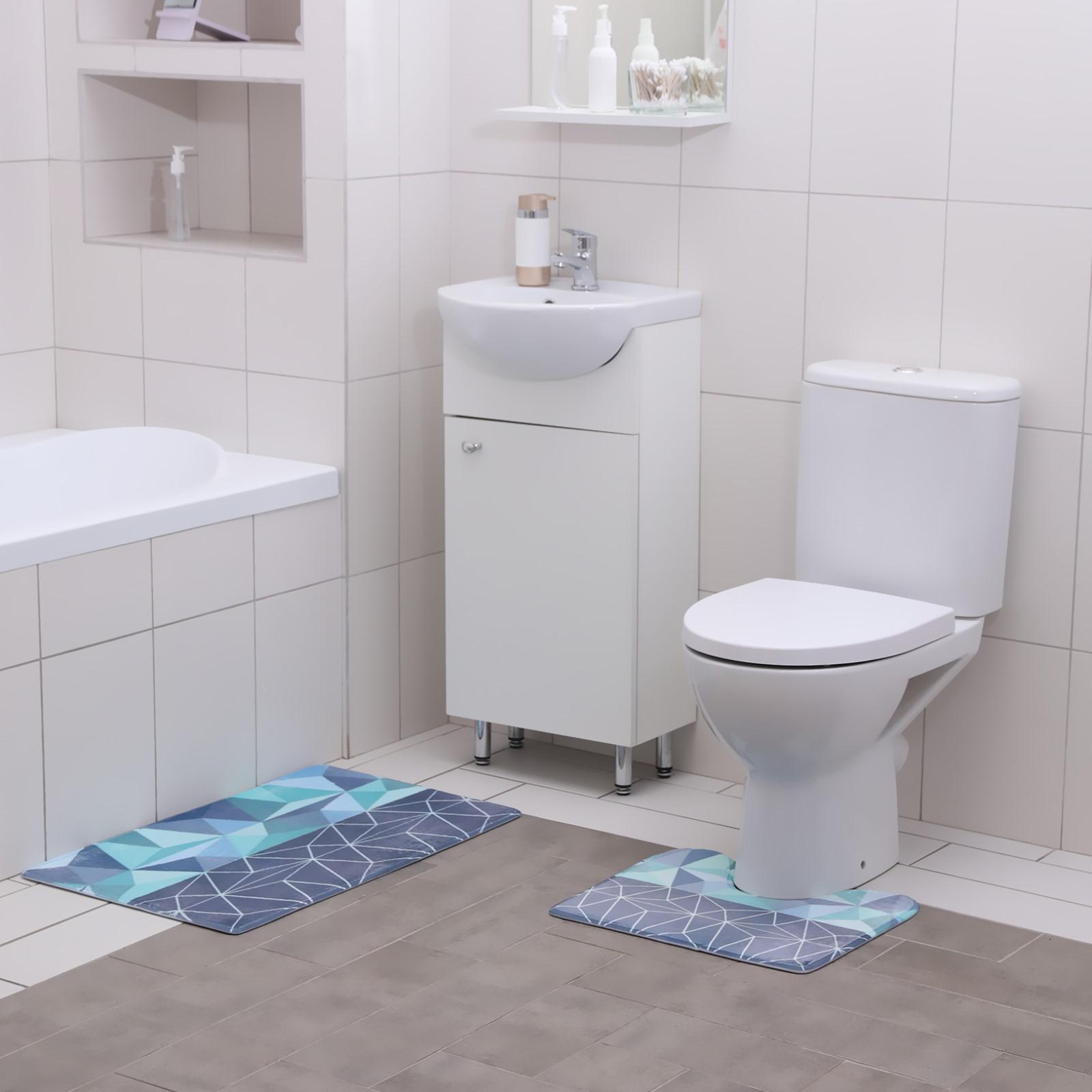 Набор ковриков Доляна для ванной и туалета «Геометрия цветов» 2 шт: 40×45 45×75 см - фото 6