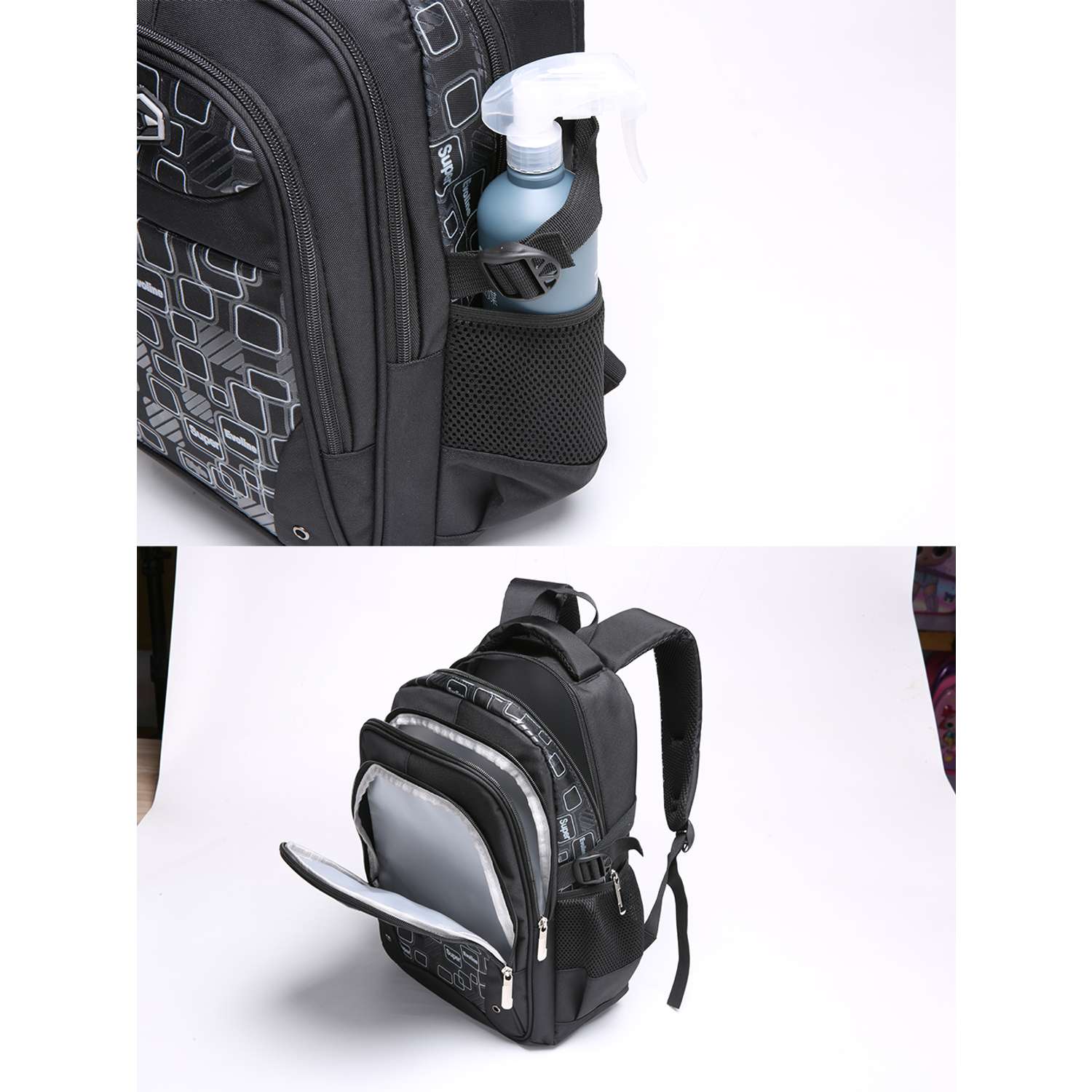 Рюкзак школьный Evoline большой черный серый EVOS-320 - фото 3