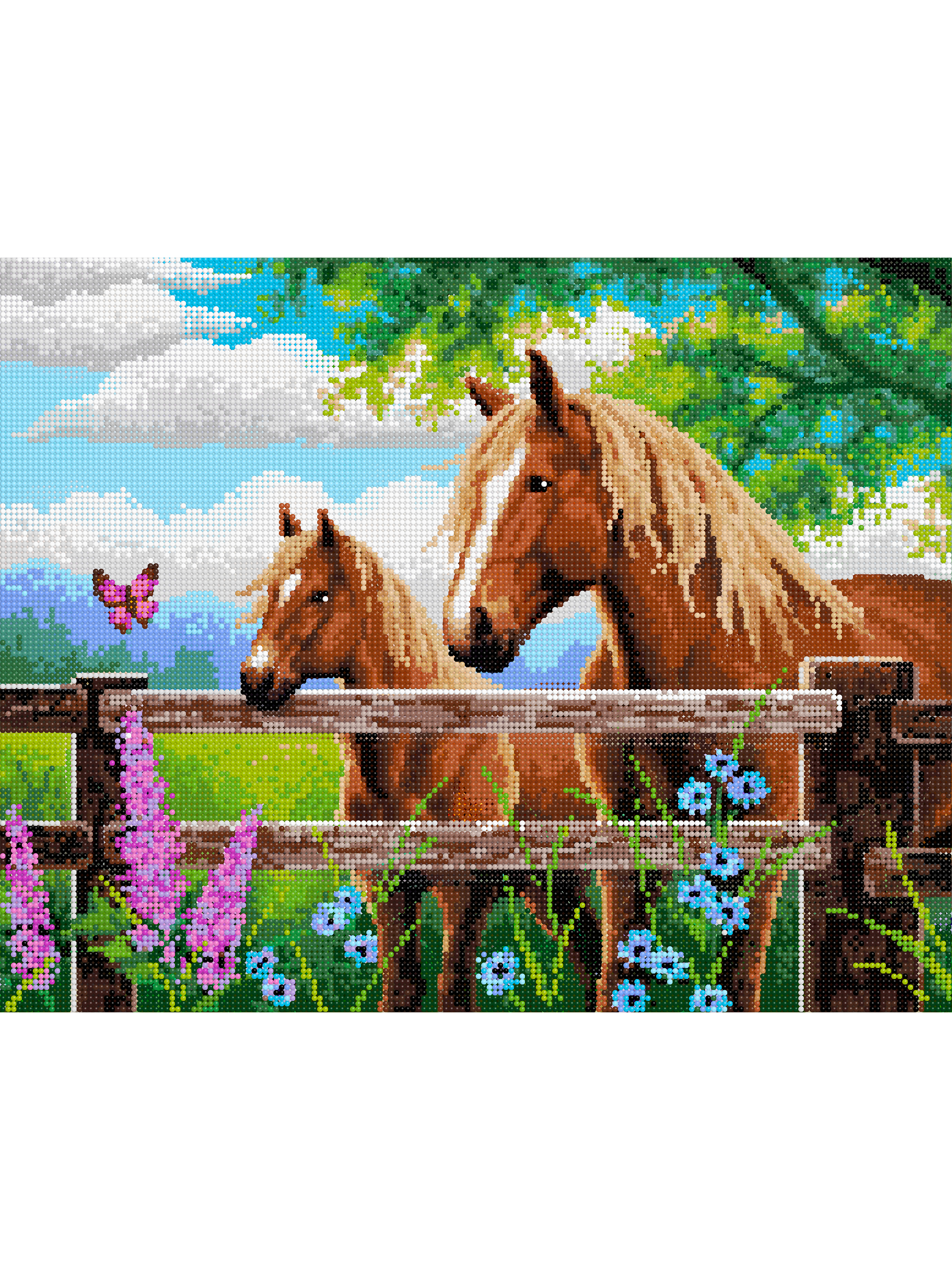 Алмазная мозаика Art sensation Две лошадки на природе холст на подрамнике 40*50 см - фото 2