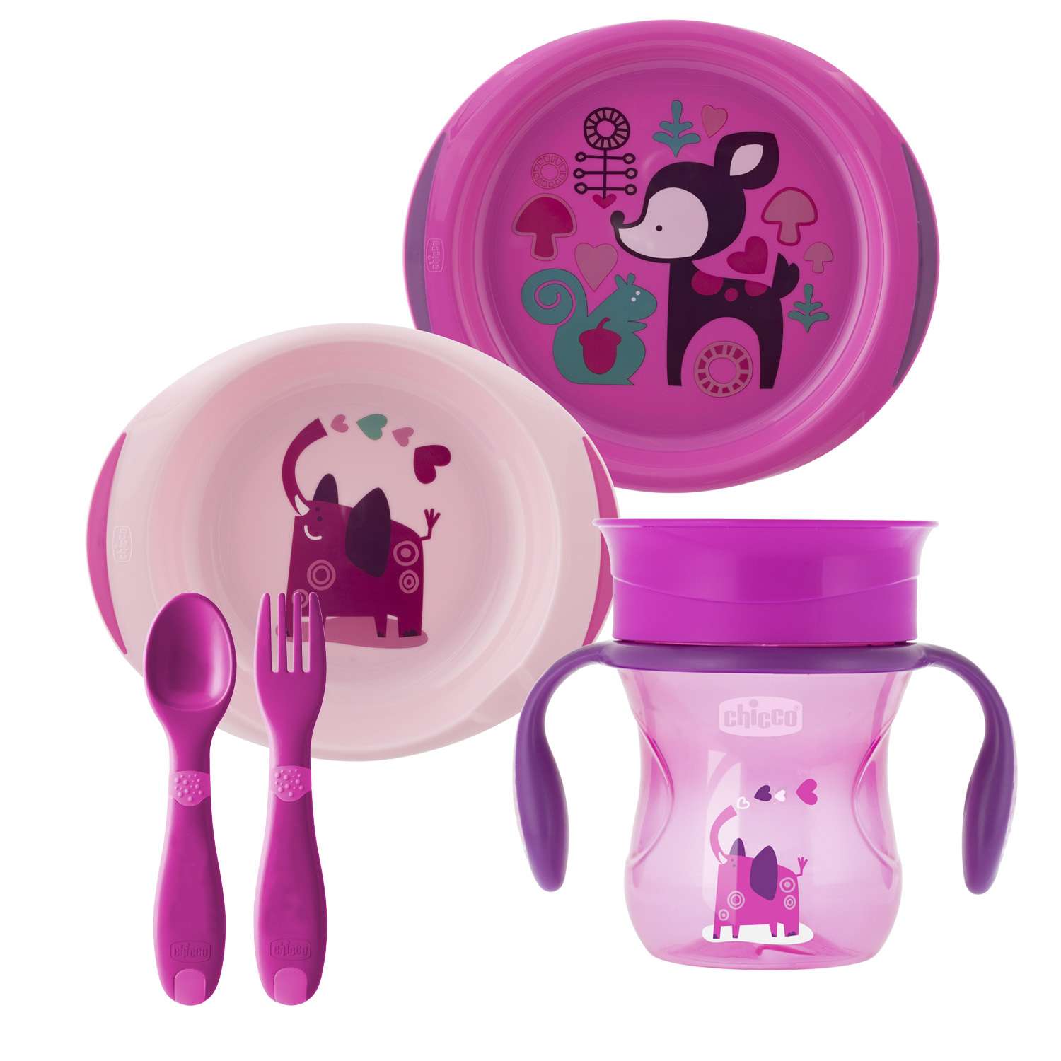 Набор посуды Chicco 5предметов с 12месяцев Розовый - фото 1