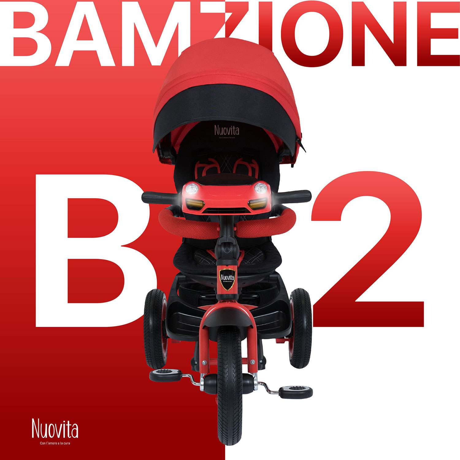 Трехколесный велосипед Nuovita Bamzione B2 Красный - фото 2