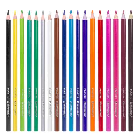 Карандаши цветные Brauberg для рисования набор 18 цветов шестигранные грифель мягкий 3мм