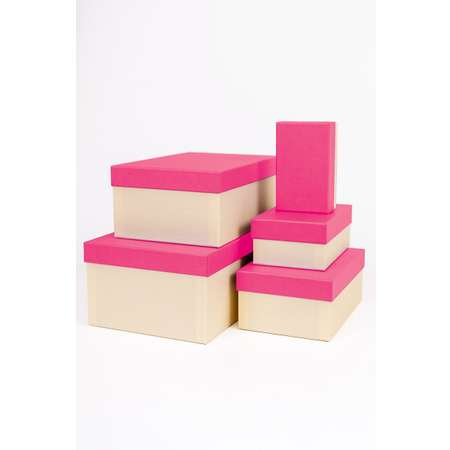 Набор подарочных коробок Cartonnage 5 в 1 Радуга розовый бежевый