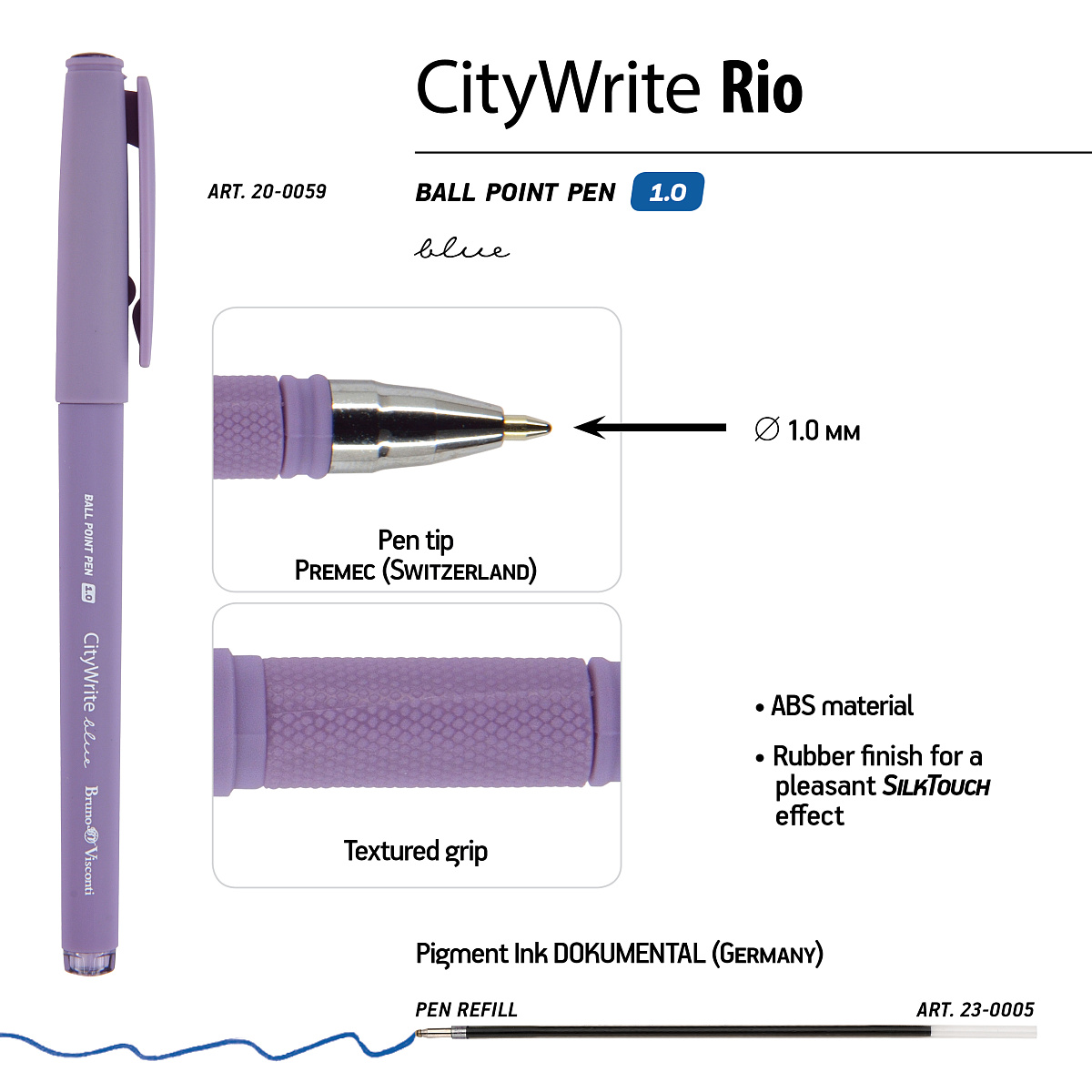 Набор из 5-ти шариковых ручек Bruno Visconti CityWrite Rio синии - фото 5