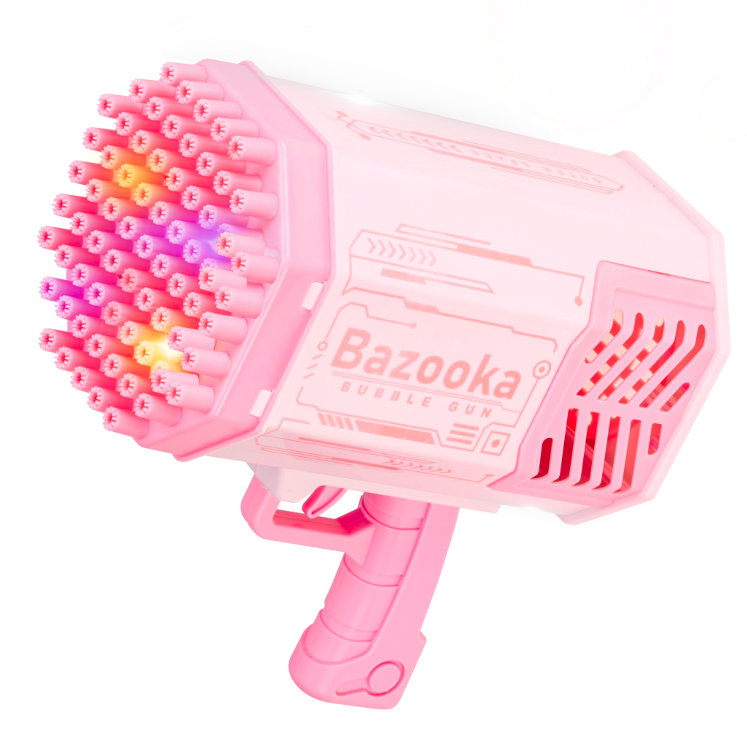 Генератор мыльных пузырей Solmax пистолет 5000 пузырей в минуту со световыми эффектами для детей розовый - фото 7