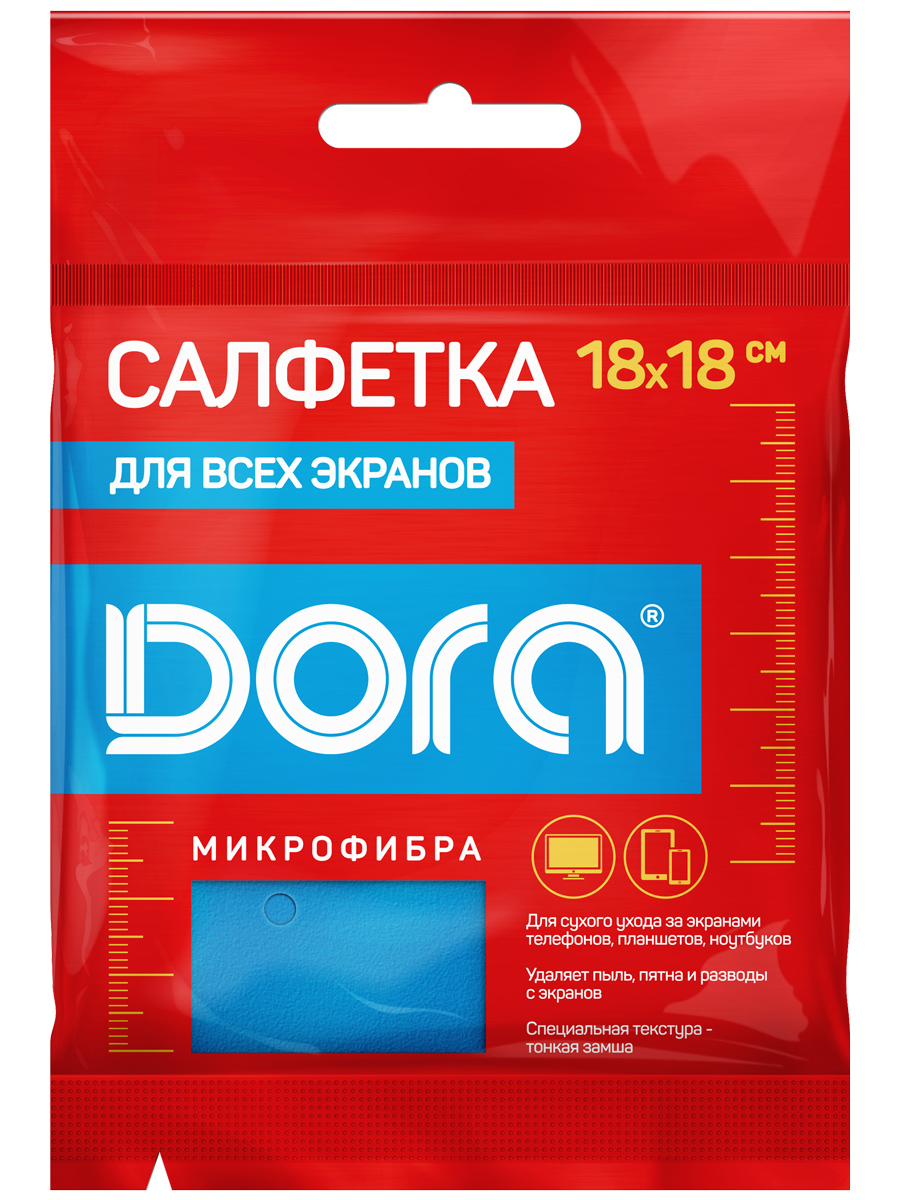 Салфетка из микрофибры DORA для оптики и телефона 18х18 см - фото 1