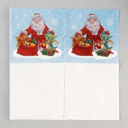 Салфетки Страна карнавалия бумажные однослойные «С Новым годом. Дедушка Мороз» 24 × 24 см в наборе 20 шт.