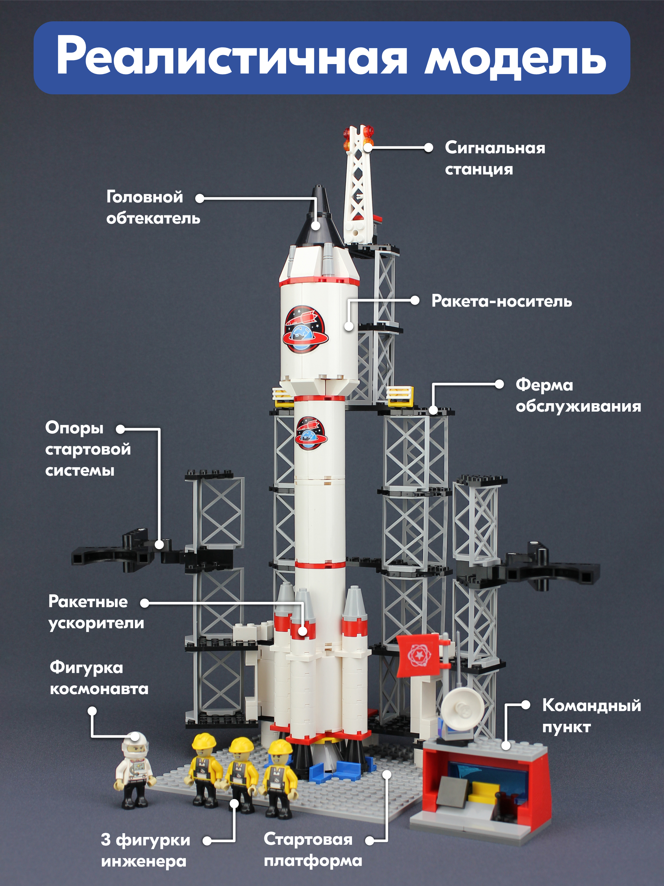 Конструктор пластиковый COGO для мальчиков космическая ракета - фото 2