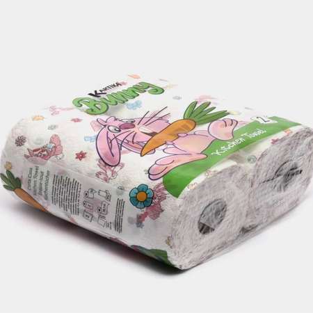 Полотенца бумажные World cart с рисунком Кролик 2 слоя 2 рулона по 70 листов