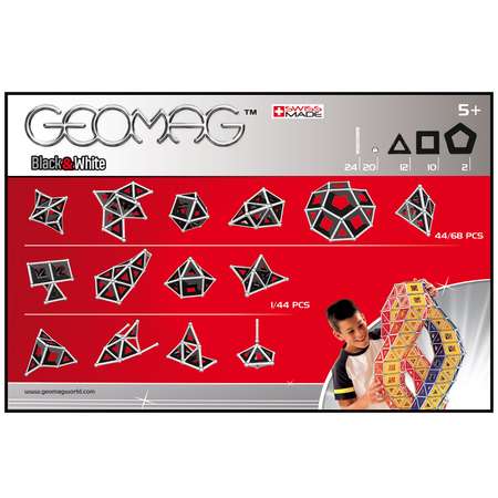 Конструктор магнитный GEOMAG Black/White 68 деталей