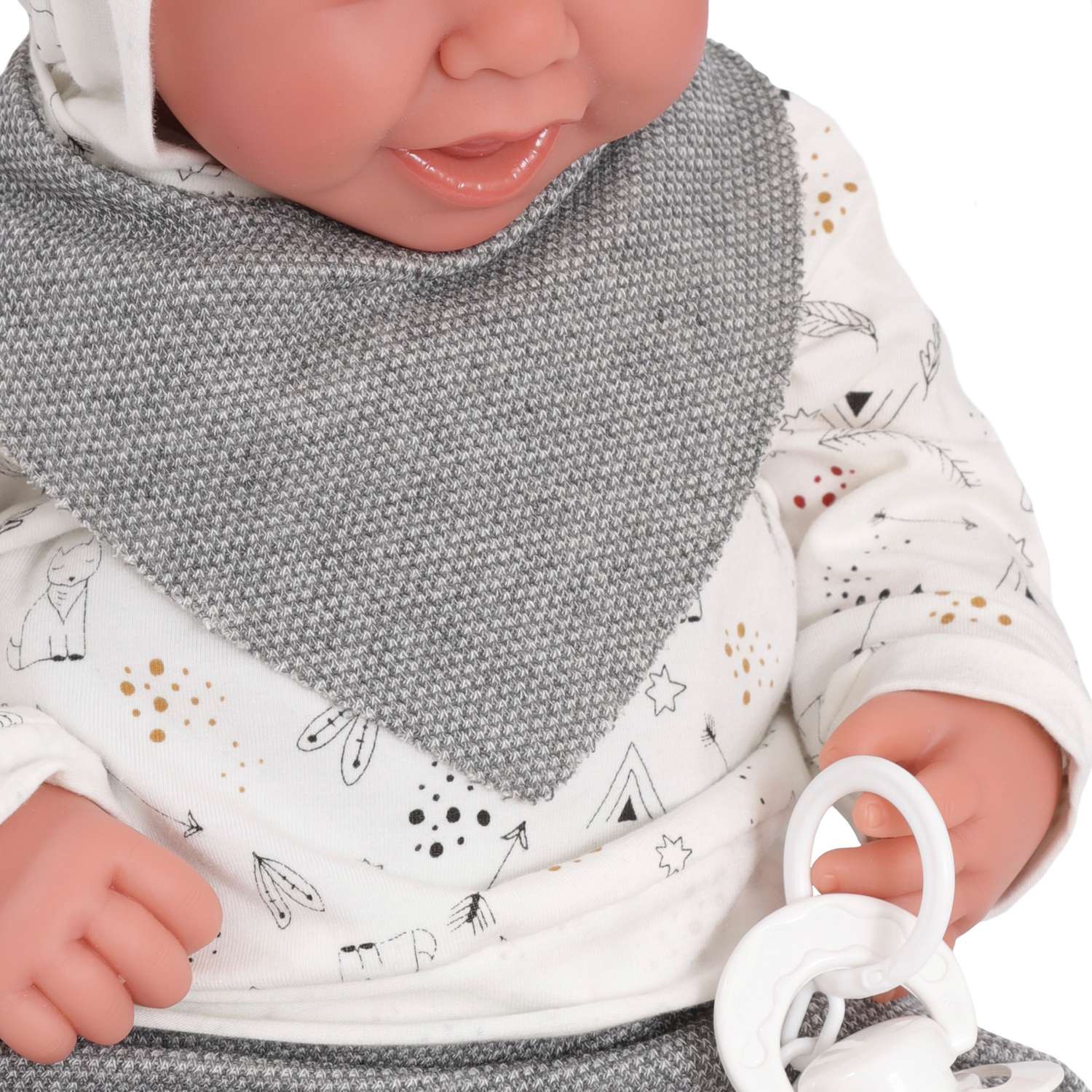 Кукла младенец Antonio Juan Реборн Эльза в сером 40 см мягконабивная 3389G - фото 8