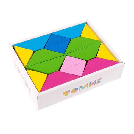 Конструктор деревянный детский Томик цветные треугольники 16 деталей 6677