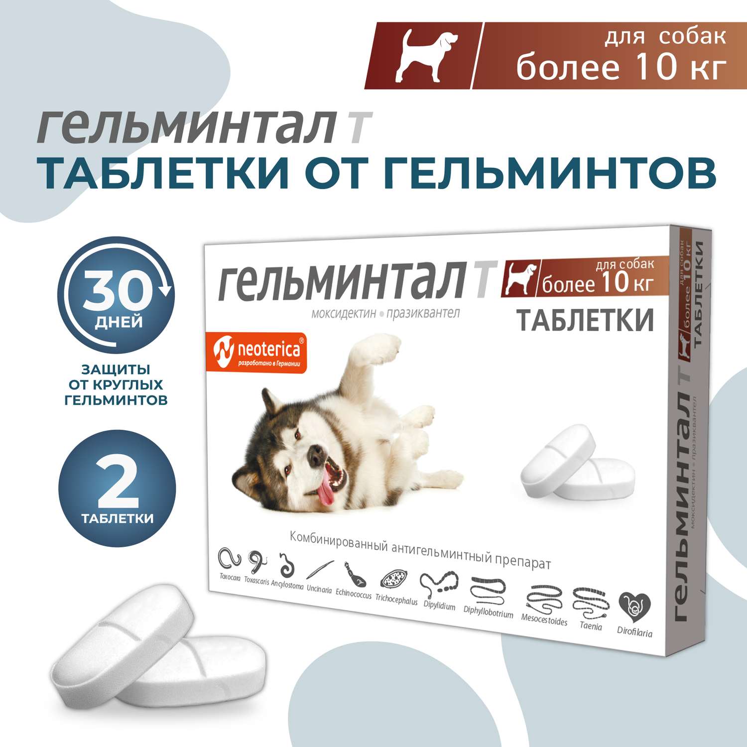 Антигельминтик для собак Гельминтал более 10кг 2шт - фото 2