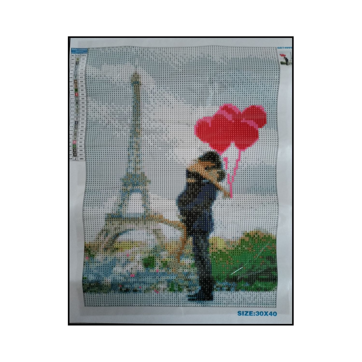 Алмазная мозаика Seichi Влюблённые в Париже 30х40 см - фото 3
