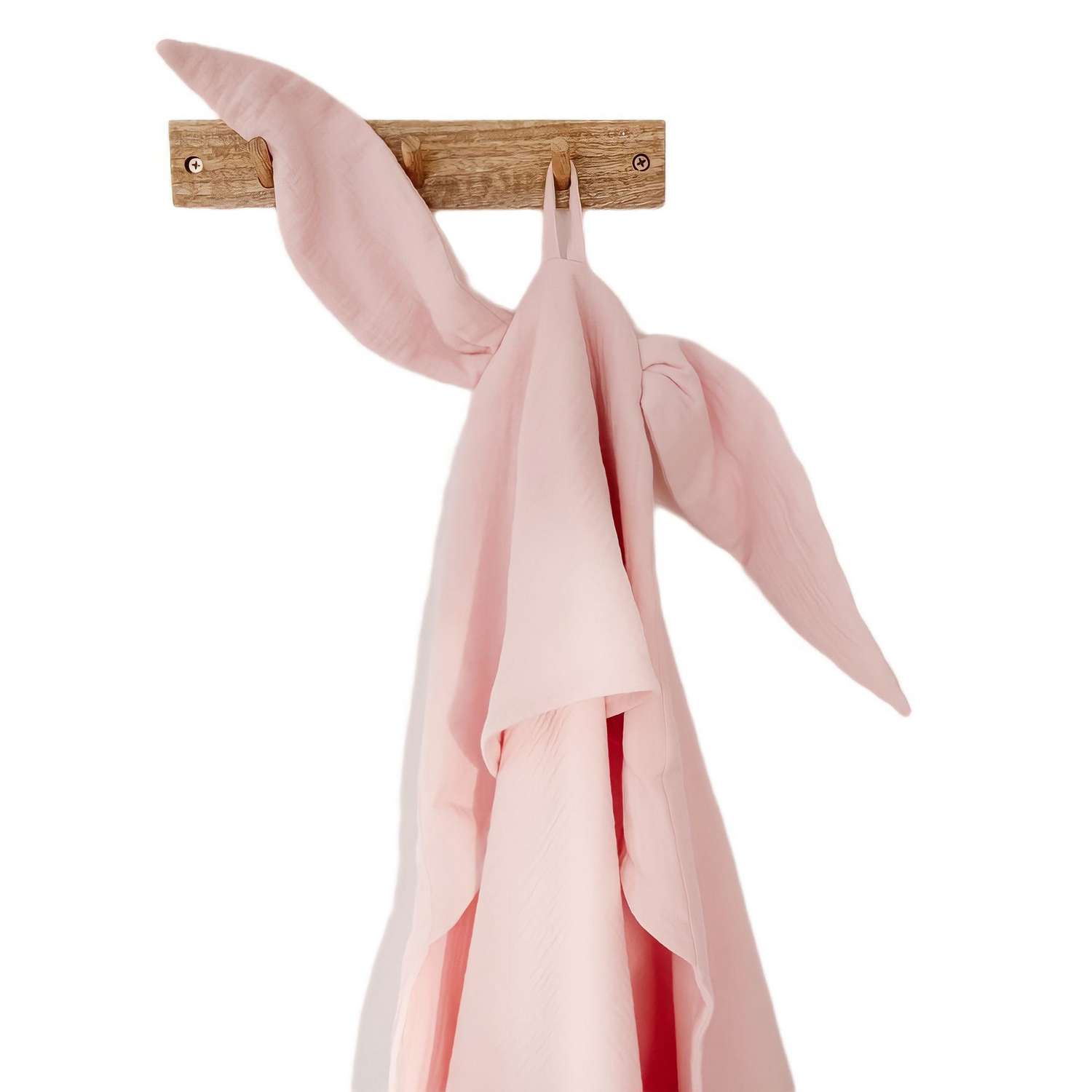 Муслиновое полотенце EcoMuslin с капюшоном розовый зайчик 110х110 см - фото 4