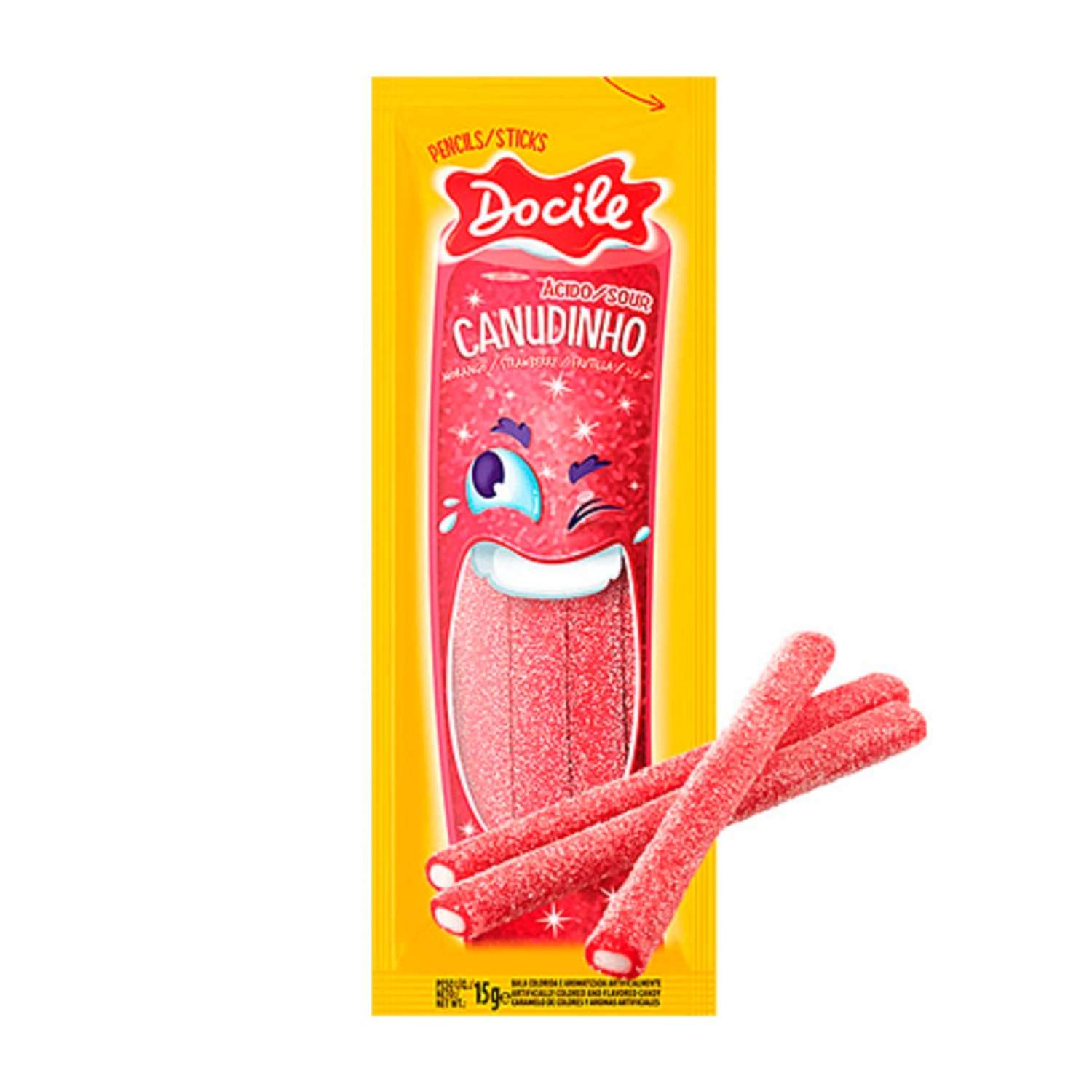 Жевательный мармелад Docile Sour strawberry pencil карандаши со вкусом клубники 15г - фото 4