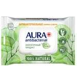 Салфетки влажные AURA Antibacterial Eco Protect Flushable антибактериальные биоразлагаемые 60шт