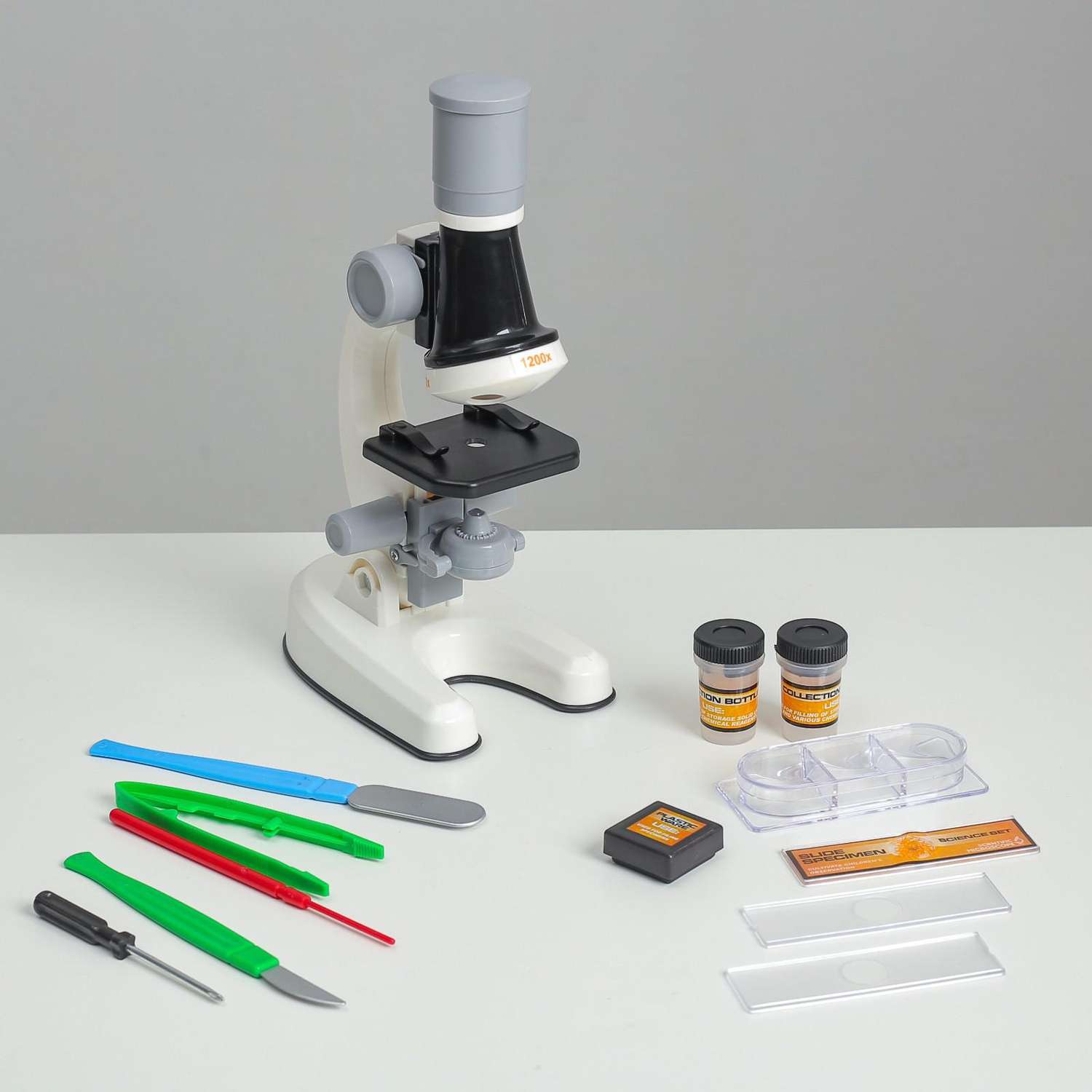 Микроскоп Sima-Land «Юный ботаник» кратность до х1200 белый подсветка - фото 1