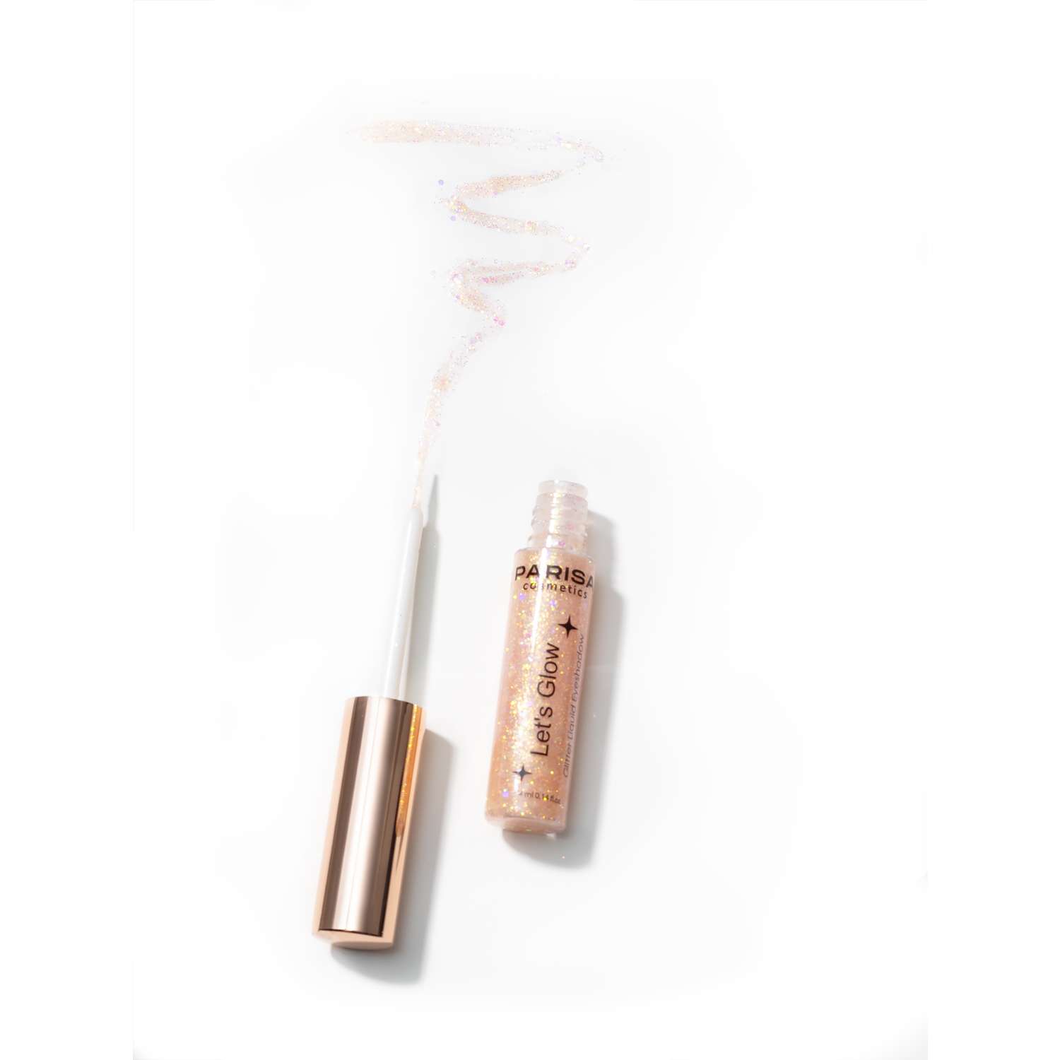 Тени жидкие для век с глиттером Parisa Cosmetics Lets Glow тон 04 gold EL-101 - фото 3