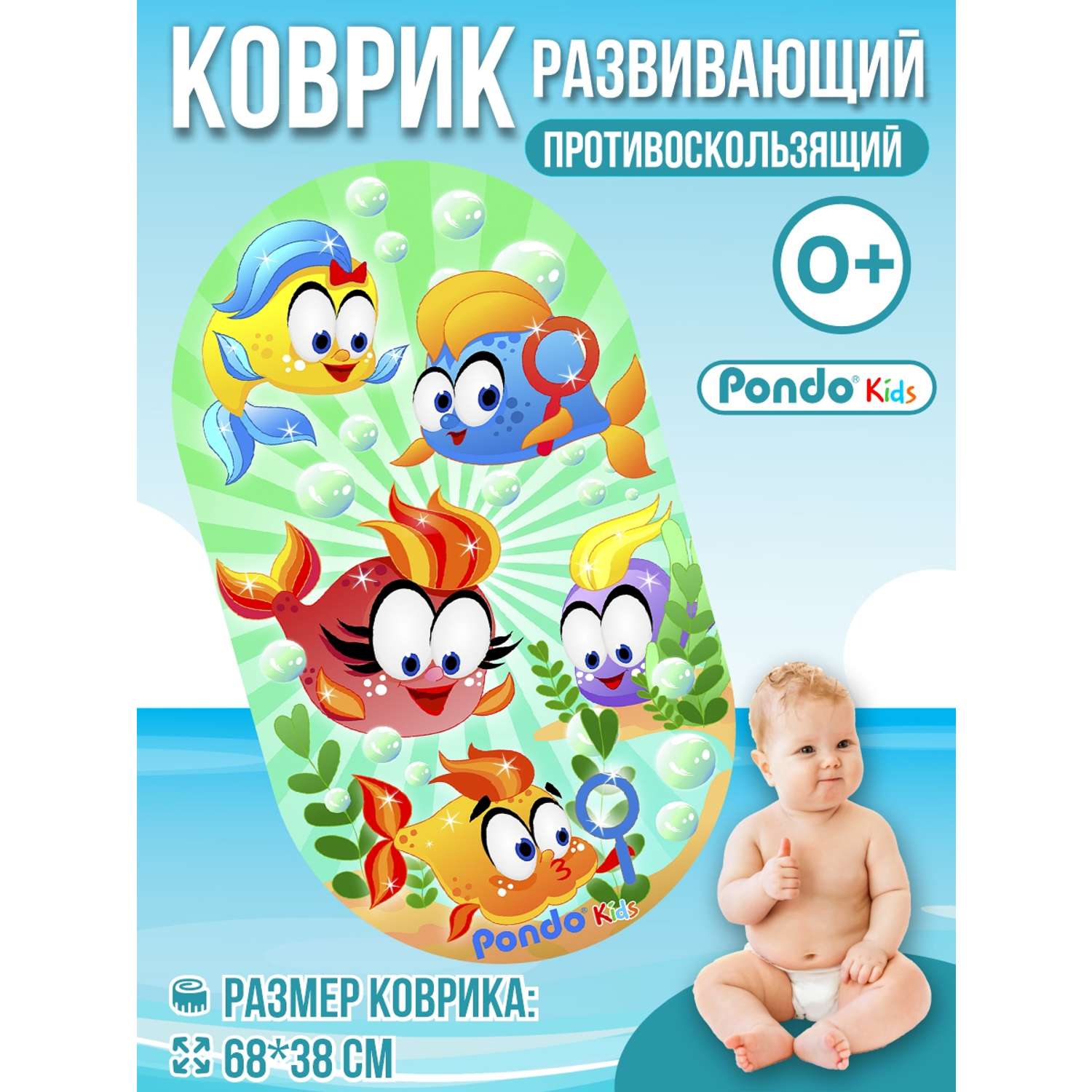 Коврик для ванны PONDO Веселые рыбки PK-0032 - фото 1