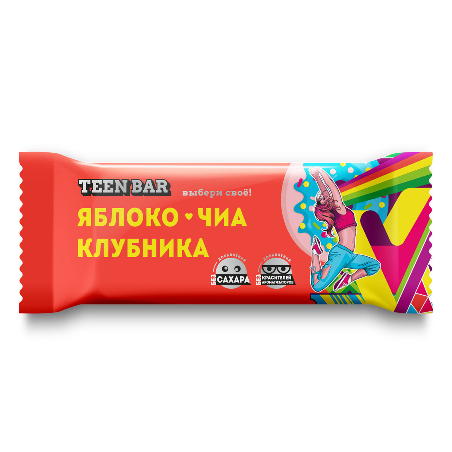 Батончик Teen Bar фруктово-ягодный яблоко-чиа-клубника 35г - фото 1