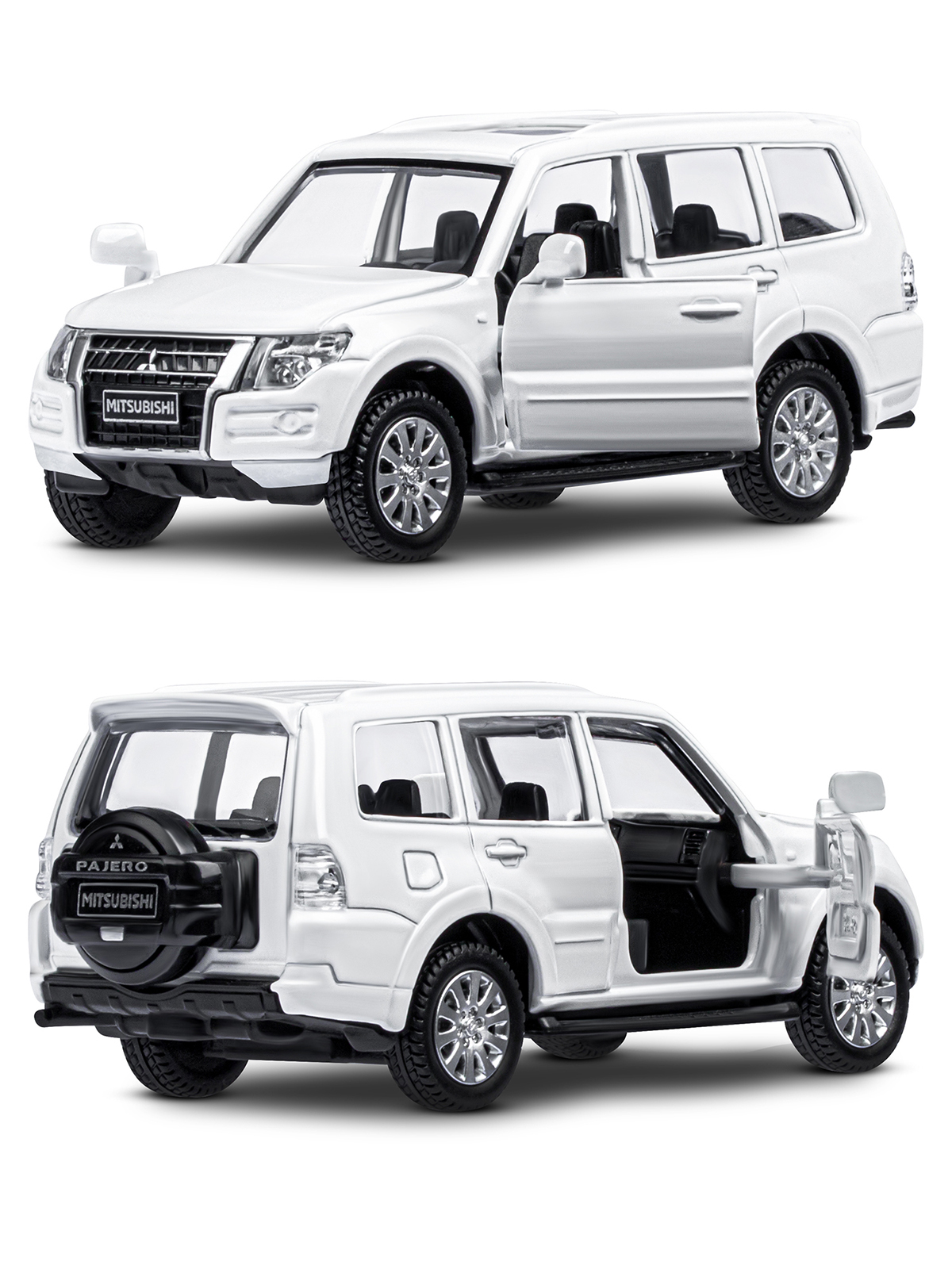 Внедорожник АВТОпанорама Mitsubishi Pajero 4WD Turbo 1:43 белый JB1251430 - фото 6