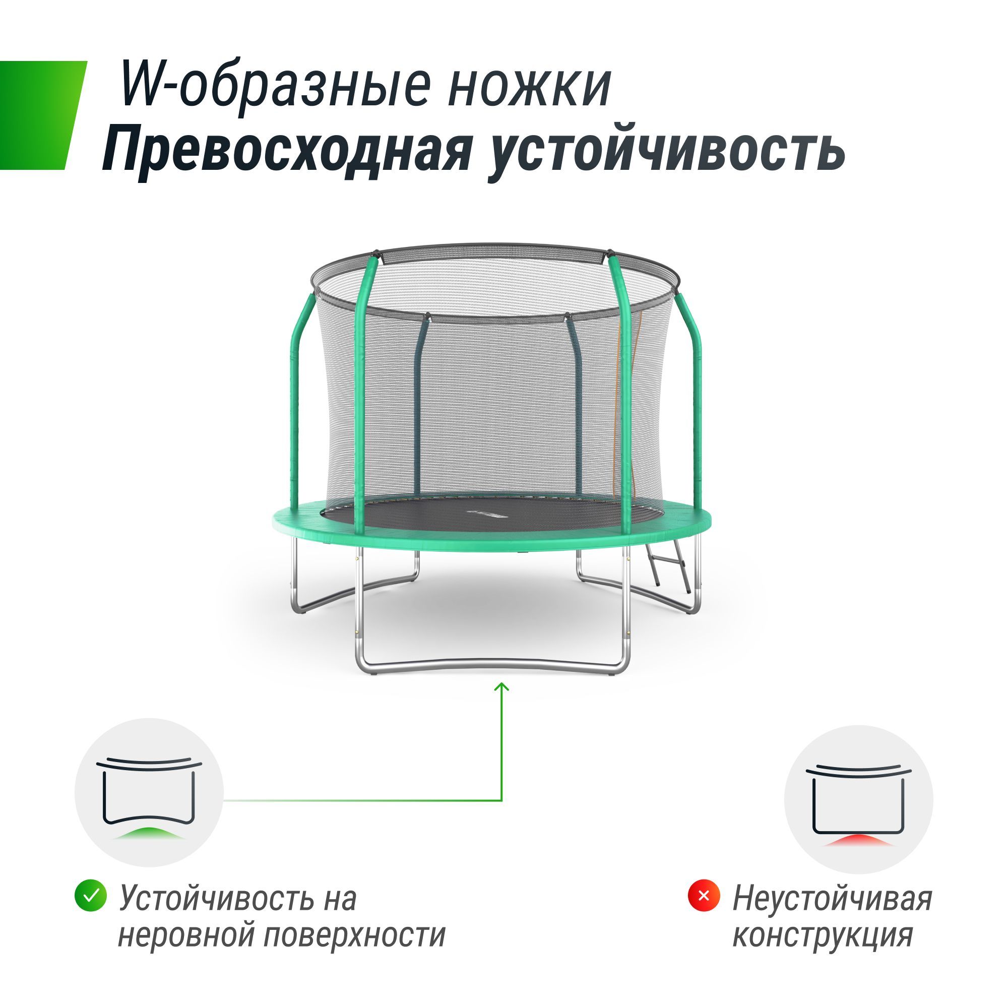 Батут каркасный supreme 8 ft UNIX line общий диаметр 244 см до 140 кг диаметр прыжковой зоны 190 см - фото 8