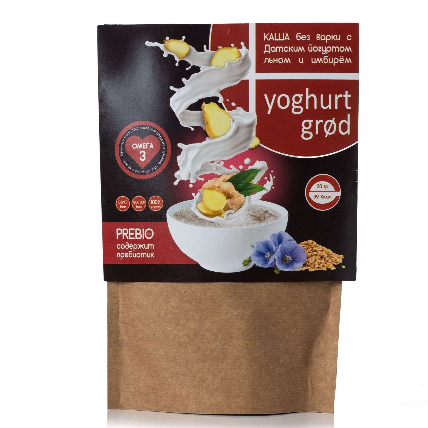 Каша Сиб-КруК Yoghurt grod льняная йогуртовая с цукатами имбиря 300гр - фото 1