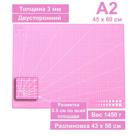 Коврик для рукоделия Patchy.ru А2 розовый
