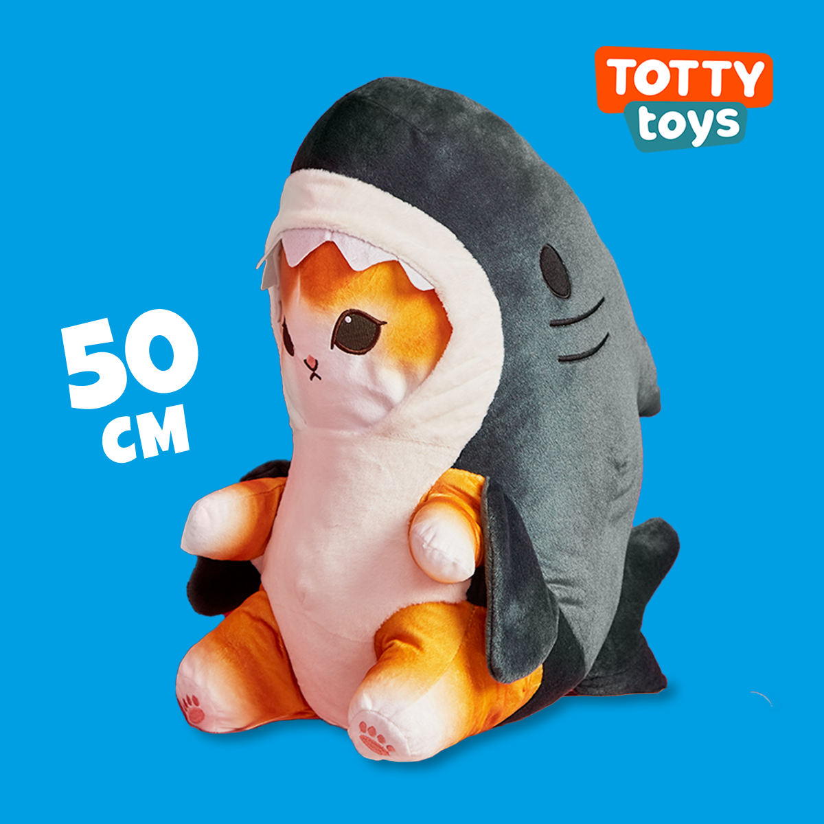 Мягкая игрушка TOTTY TOYS Кот-акула 50 см - фото 1