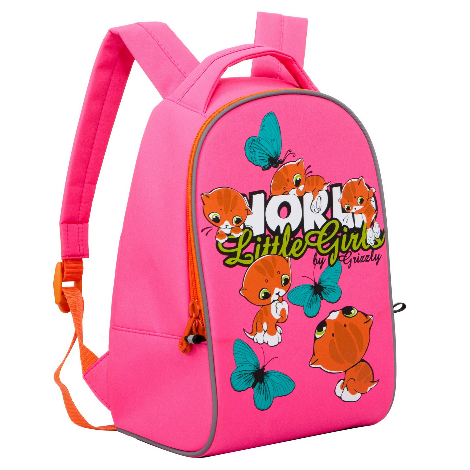 Рюкзак Grizzly для девочки котята ярко-розовый - фото 2