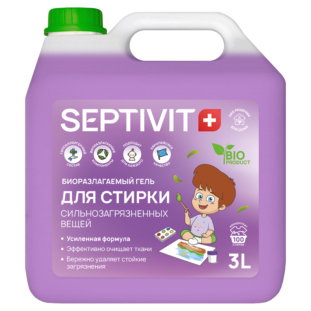 Гель для стирки SEPTIVIT Premium для Сильнозагрязненного белья 3л - фото 1
