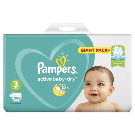 Подгузники Pampers Active Baby-Dry 3 6-10кг 104шт