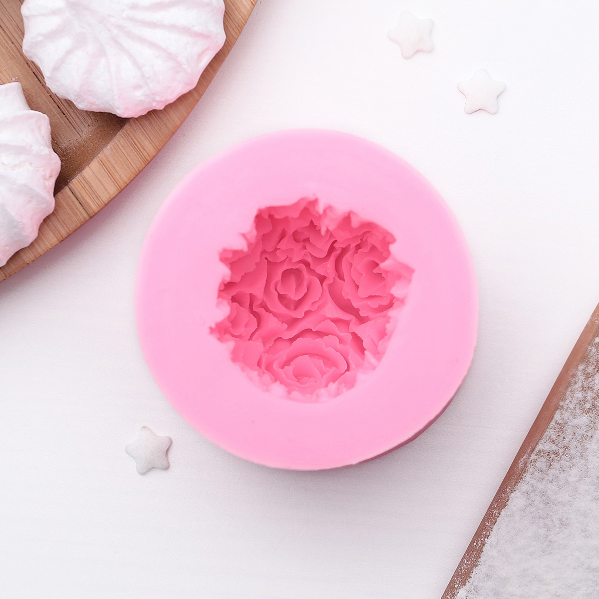 Молд силиконовый Арт Узор для работы с полимерной глиной свечей мылом смолой гипсом Розовый букет - фото 3
