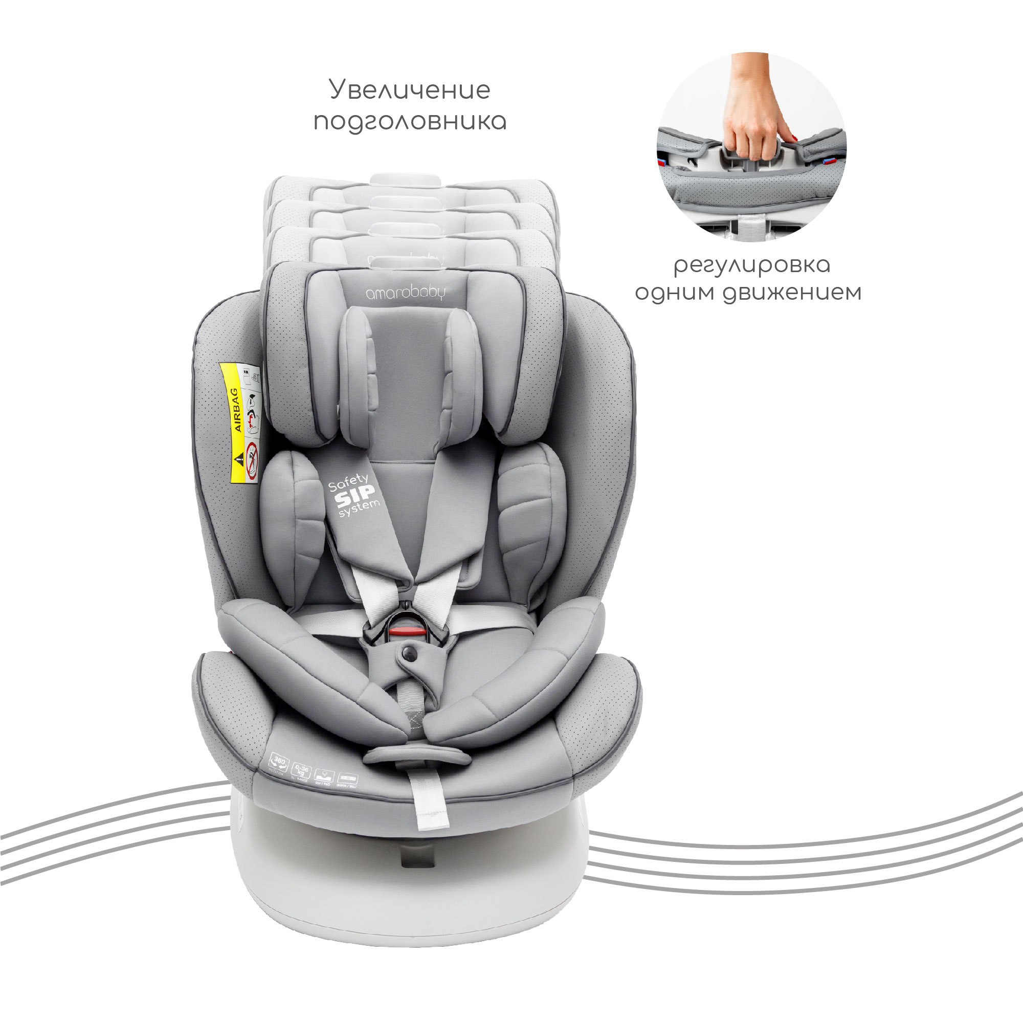 Автокресло Amarobaby Сhampion Isofix класс D группа 0+/1/2/3 Серый - фото 14