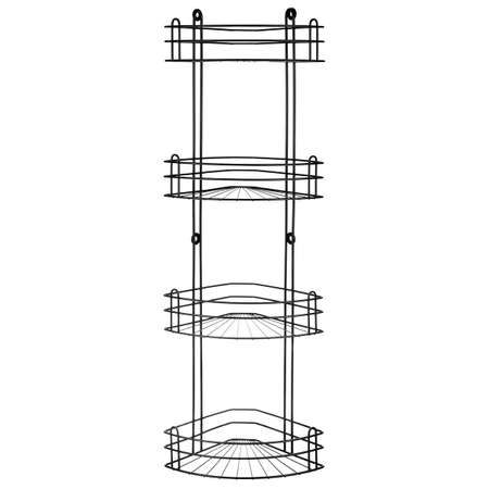 Полка для ванной угловая El Casa 4-х ярусная 28.6х18х85 см Черная радиальная глубокая