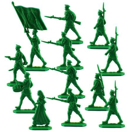 Набор солдатиков Воины и Битвы Белая Гвардия Пехота на марше цвет зеленый