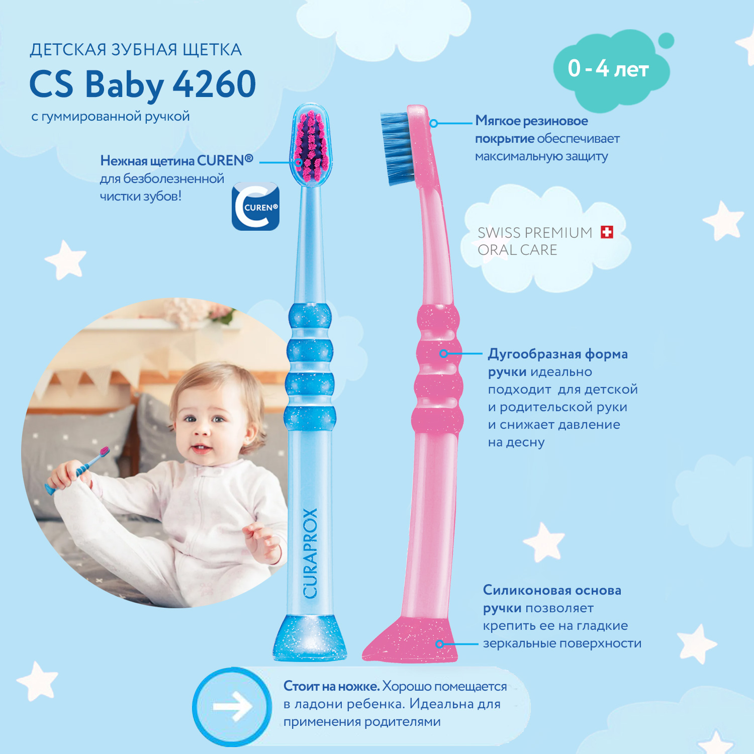 Зубная щетка Curaprox Детская c гуммированной ручкой серия Baby - фото 6