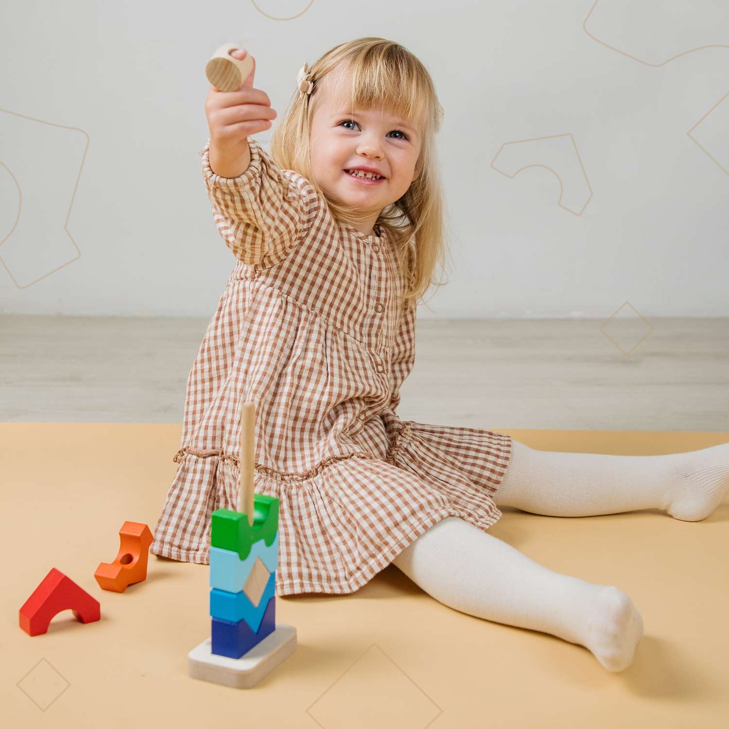 Пирамидка деревянная Башня Alatoys развивающая обучающая Монтессори игрушка для малышей - фото 4