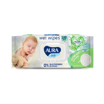 Влажные салфетки AURA BABY детские 0+ с алоэ вера big-pack с крышкой 180 шт