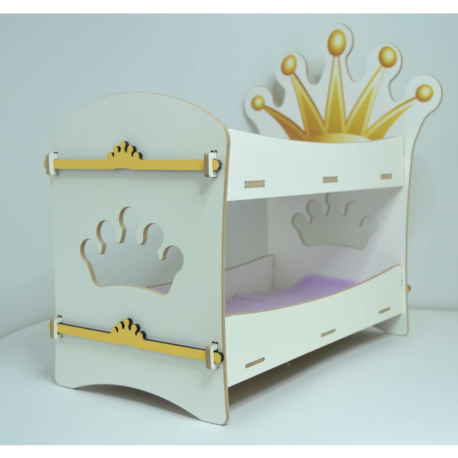 Кроватка для кукол деревянная Alubalu Двухъярусная Корона 21НМ22 - фото 2