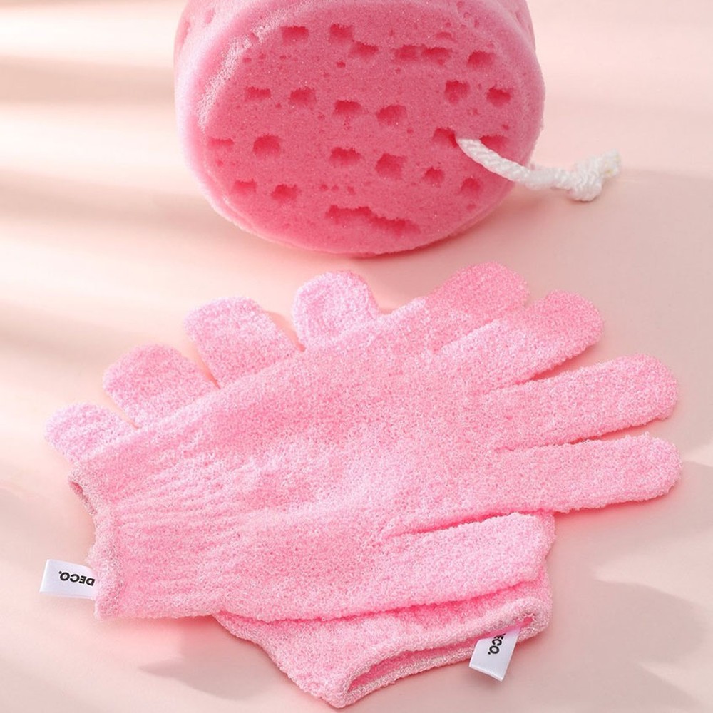 Перчатки для душа DECO. отшелушивающие розовые 2 шт - фото 5
