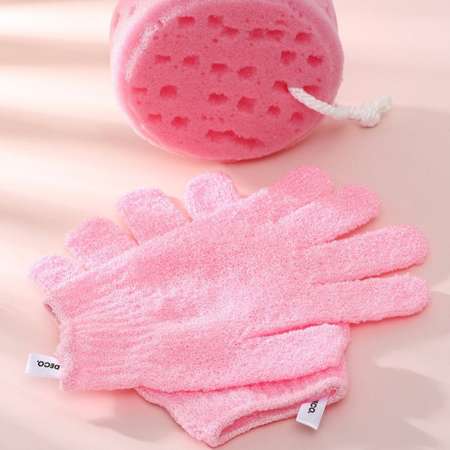 Перчатки для душа DECO. отшелушивающие розовые 2 шт