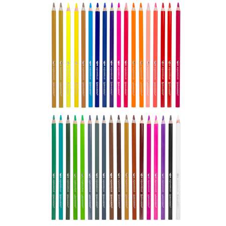 Карандаши цветные Brauberg акварельные для рисования 36 цветов трёхгранные