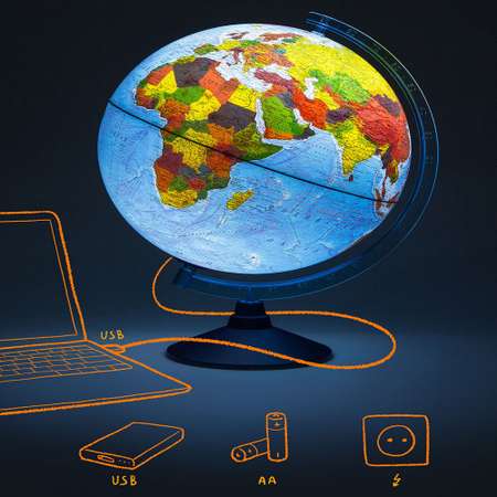 Глобус Globen Интерактивный глобус Земли рельефный 32 см с подсветкой от USB VR очки Атлас