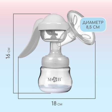 Молокоотсос Mum and Baby ручной с бутылкой 150мл цвет белый