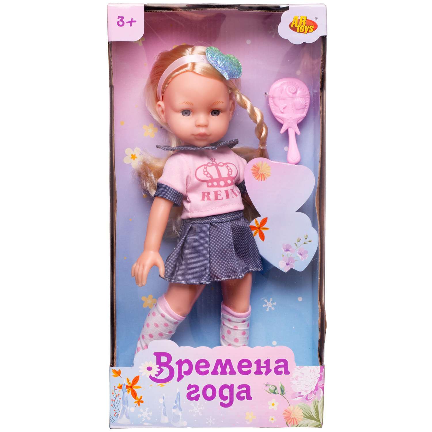 Кукла ABTOYS Времена года 32 см в розовой кофте и джинсовой короткой юбке PT-01855 - фото 1